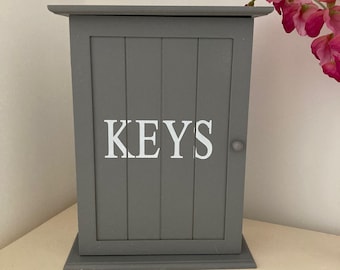 Key Holder Box Wall Mount Keys Hook Holder Wall Grey Wooden Storage Cupboard Keys Cabinet