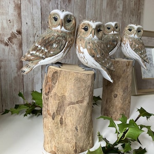 Wood Owl Figurine Ornament / Owl Statue Sculpture / Bird Ornaments / Owl Wood Carving / Bird Lover Gift / 100% Unique / Can Be Personalised