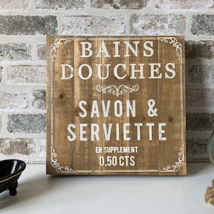 French Bathroom Sign / Wooden Bathroom Sign Plaque / Bathroom Sign farmhouse / Country Bathroom / French Sign / Can Be Personalised