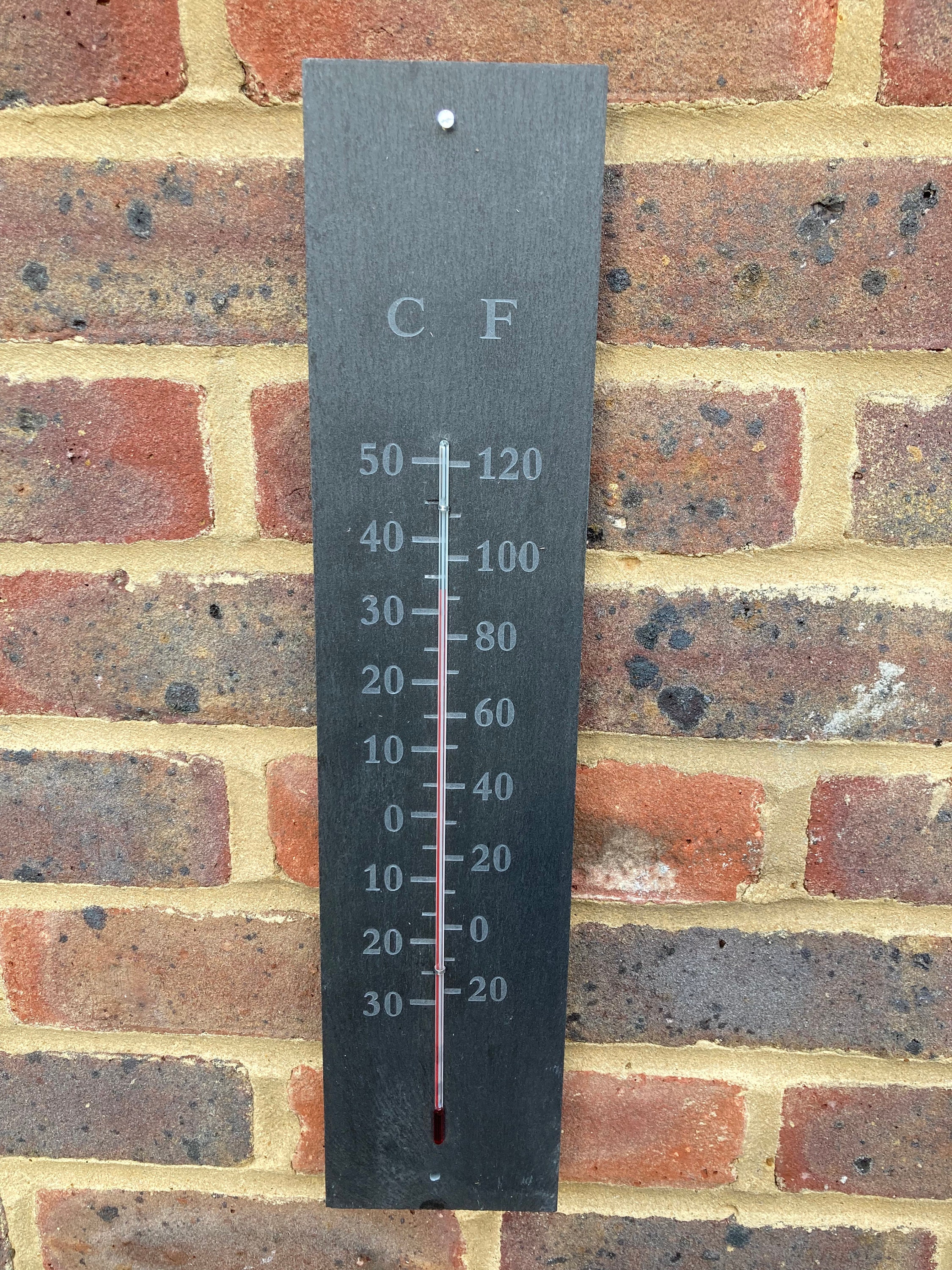 Slate Thermometer Garden Outdoors Weather Temperature Instrument Grey Gardeners Gift 45 x 10 cm / Can Be Personalised