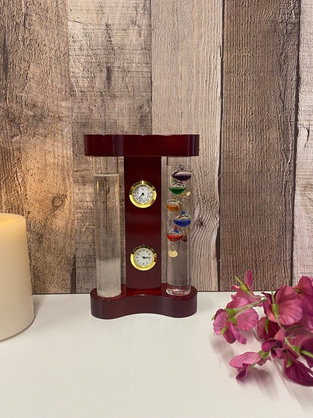 Galileo Thermometer / Storm Glass / Indoor Weather Station / Clock and