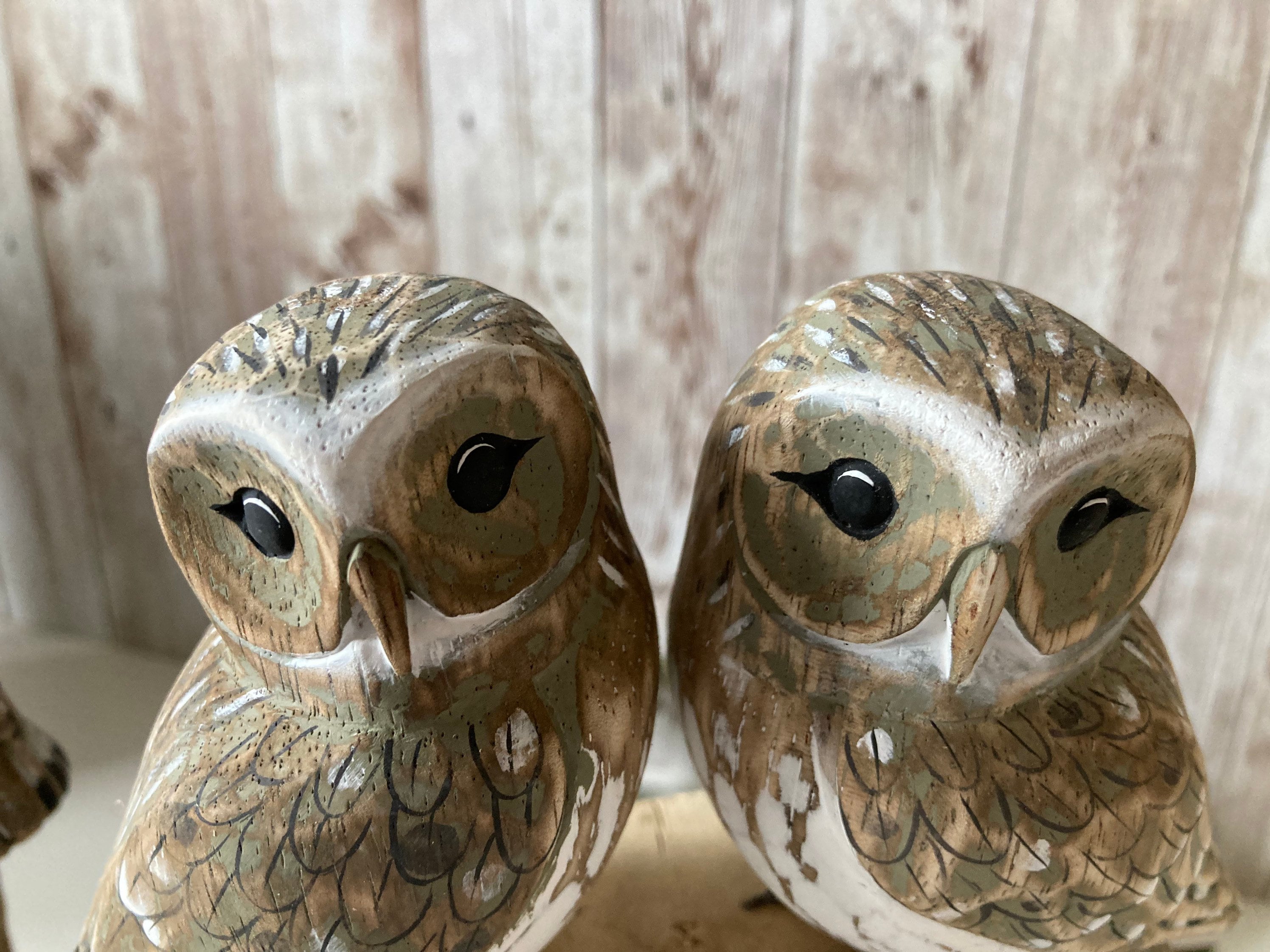 Wood Owl Figurine Ornament / Owl Statue Sculpture / Bird Ornaments ...