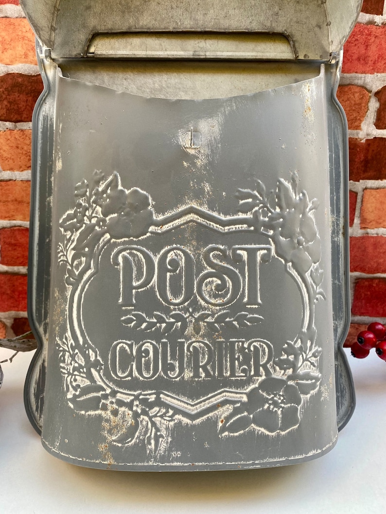 French Style Post Box - Shabby Chic Mail Box - Zinc Grey Galvanised ...