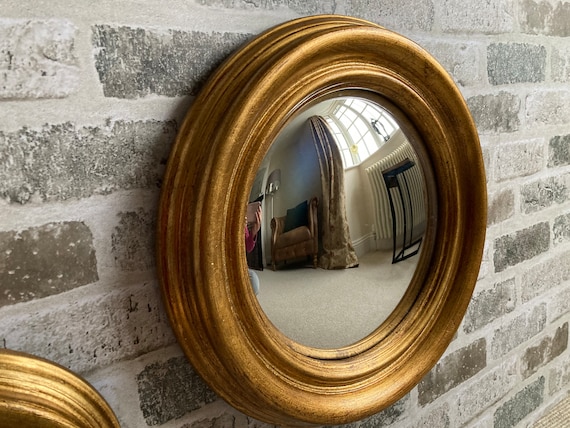 Convex Mirror / Convex Glass / Convex Glass Wall mirror / Fisheye Porthole Mirror / Gold Round Mirror / Nautical Wall Decor / 34cm