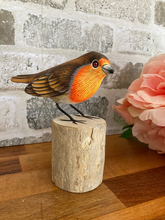 Robin Ornament Wooden Robin Decoration Robin Statue Sculpture Bird Ornaments Garden Birds Robins Appear When Loved Ones Are Near Etsy UK