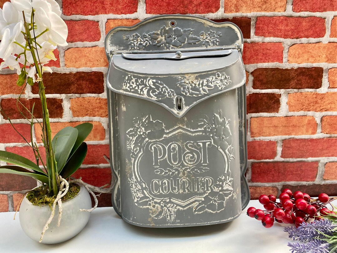 French Style Post Box - Shabby Chic Mail Box - Zinc Grey Galvanised ...
