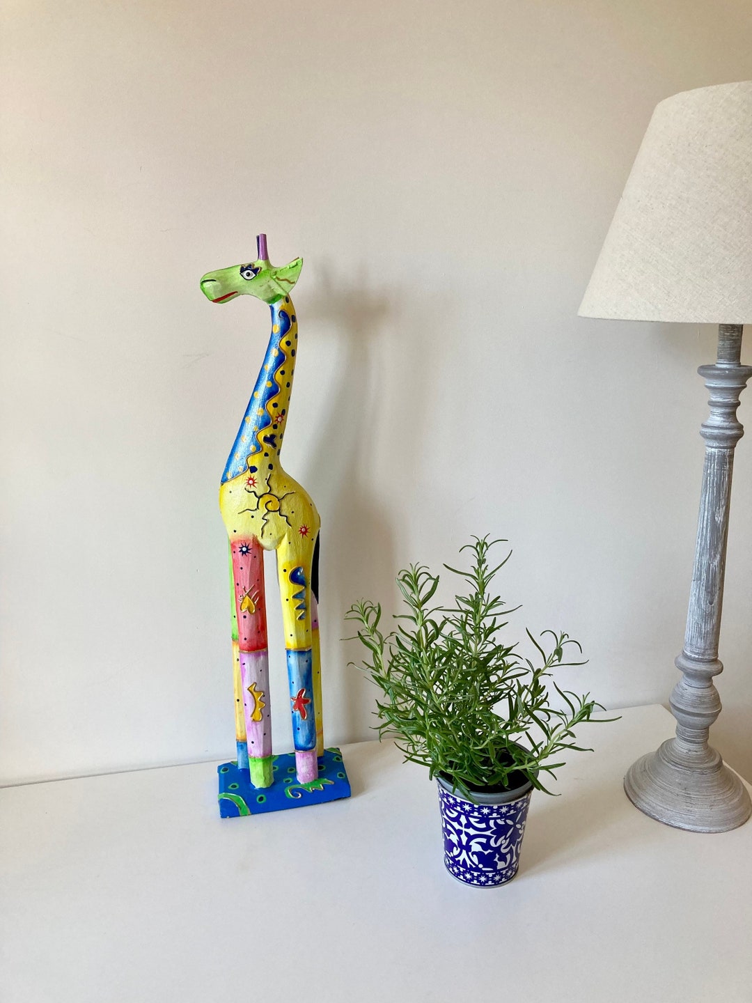 Wooden Giraffe Giraffe Ornament Statue Multi-coloured - Etsy UK