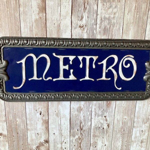 Blue Metro Sign Plaque Paris Underground Tube Plaque France French Wall Decor