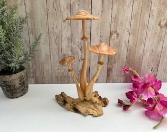 Wood Mushroom / Mushroom Ornament / Mushroom Gifts / Wooden Mushroom / Toadstool Ornament / Mushroom on Wood / Teak Root / Driftwood / Gifts
