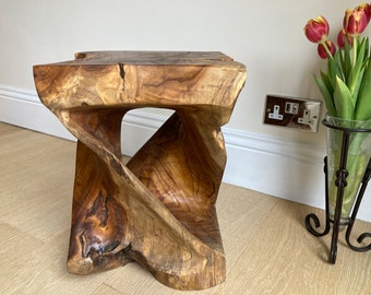 Stool Table / Teak Table / Teak Side Table / Lamp Table / Small Coffee Table / Wooden Side Table / Wooden Stool Small / Can Be Personalised