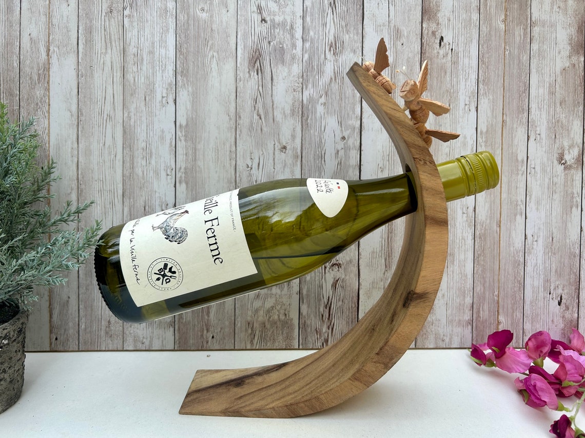 Wine Holder / Wooden Bottle Holder / Bee Gift / Tabletop Wine Holder ...