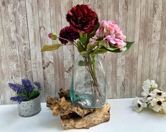 Vase / Driftwood Vase / Vases Glass / Melted Glass Vase / Molten Glass Vase / Vase on Wood / Glass Vase / Rustic Vase / Can Be Personalised