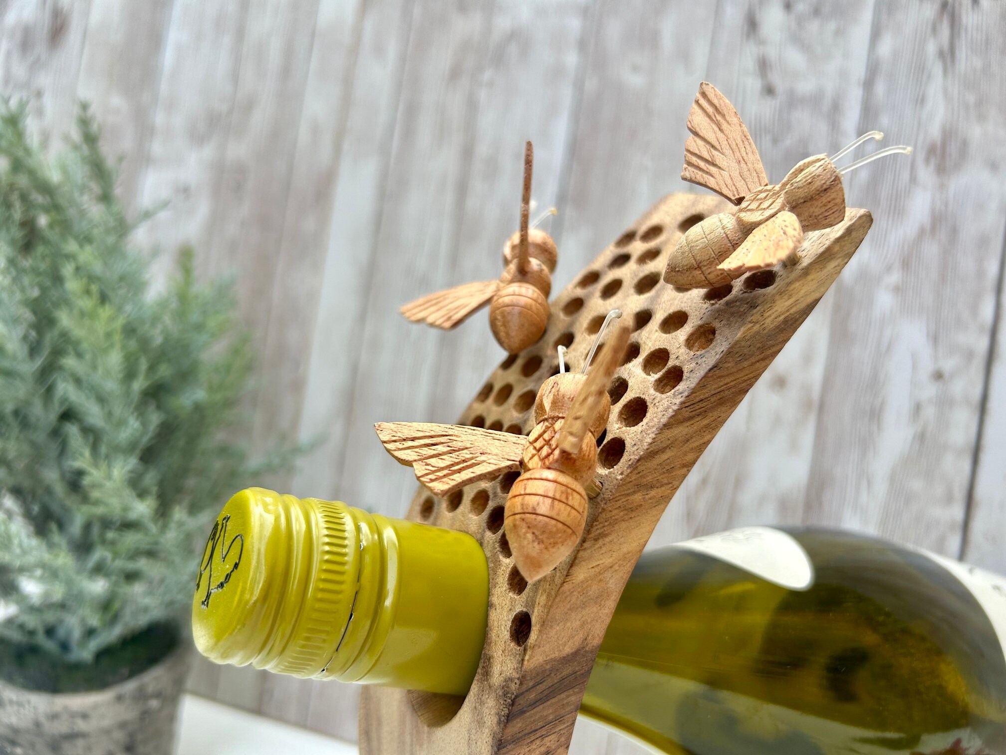 Wine Holder / Wooden Bottle Holder / Bee Gift / Tabletop Wine Holder ...