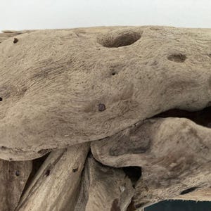 May include: A rustic wooden frame made from driftwood, featuring natural knots and textures. The frame is perfect for adding a coastal touch to any home decor.
