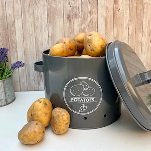 Potato Storage Container / Potato Bin / Potato Holder / Grey Kitchen Decor / Grey Kitchen Accessories / Potato Cannister / Gray Kitchen