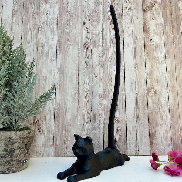 Paper Towel Holder / Kitchen Roll Holder Black / Paper Towel Holder Free Standing / Cast Iron Kitchen Ware /Kitchen Accessories / Cat Shaped