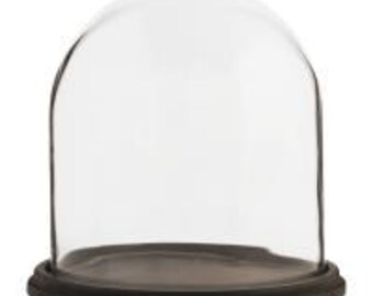 Glass Cloche Dome Bell Jar Wooden Base for Plants Terrarium 22cm Clock Display Plant Insect Vase Case Taxidermy Cover / Can Be Personalised
