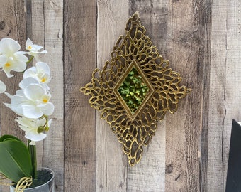 Coral Design Gold Wall Mirror - Diamond Shape Wall Mirror - Boudoir Accessory - Ladies Christmas Birthday Gift - Can Be Personalised