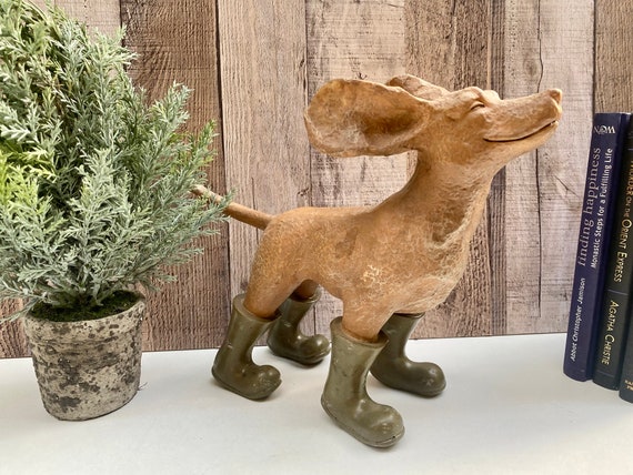sachin and babi light blue dress Dog Figurine - Wind in Face Dog - Dog Ornament - Dog in Boots Statue -  Country Dog Hound - Home Decor - Dog Lover Gift