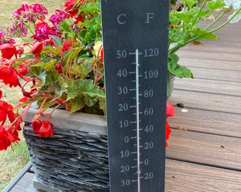 Outdoor Thermometer, Measurement is in Fahrenheit, Rustic Hickory &  Galvanized Metal Thermometer with Lichtenberg Figuring