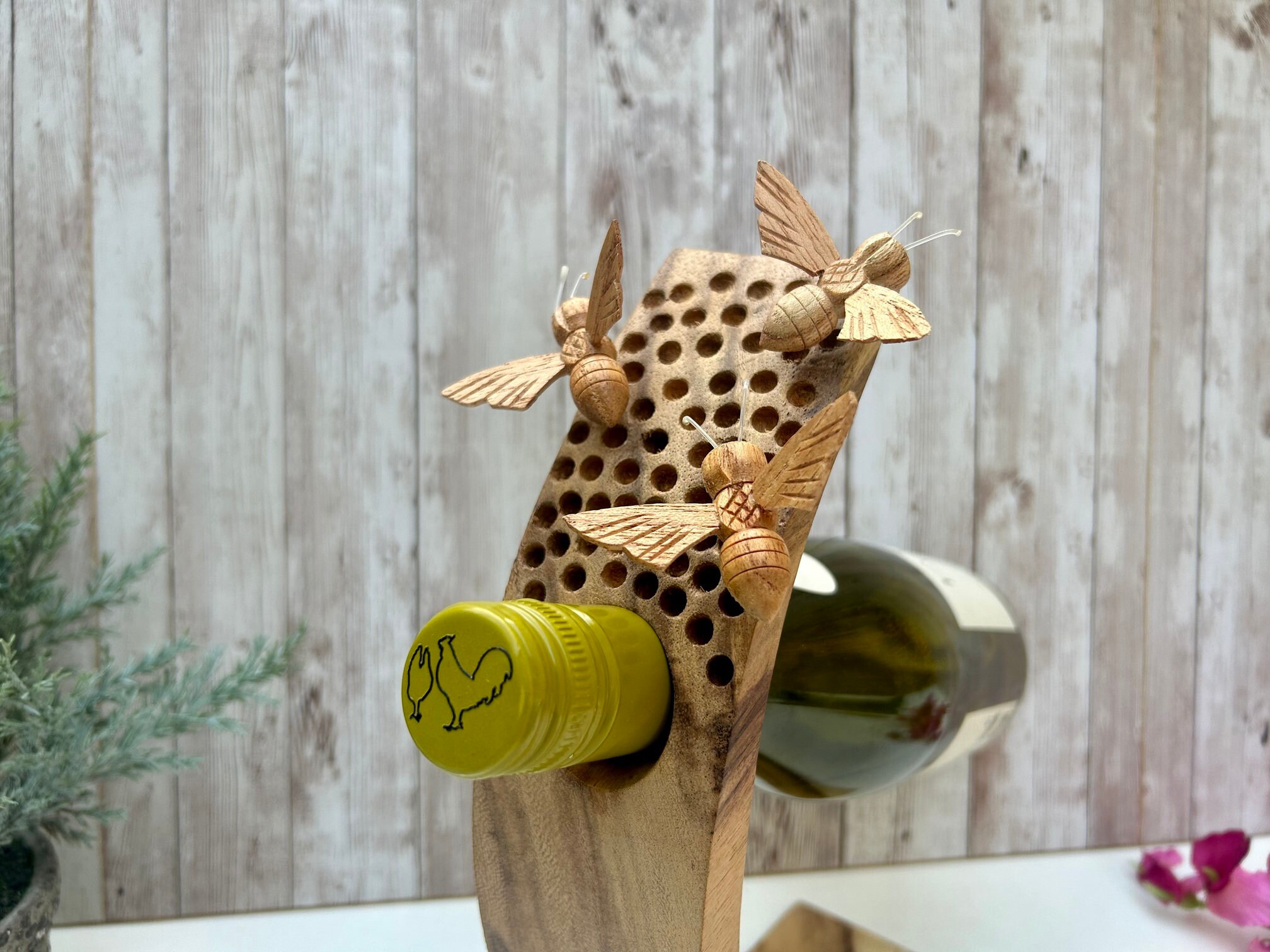 Wine Holder / Wooden Bottle Holder / Bee Gift / Tabletop Wine Holder ...