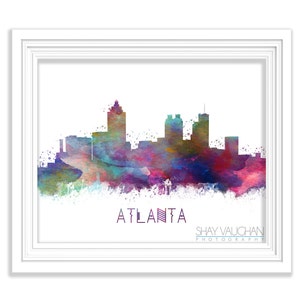 Atlanta Skyline Art Print Georgia Watercolor Painting Atlanta Cityscape Poster Illustration Atlanta Home Decor Wall Art Gift (No.128)
