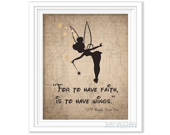 Tinkerbell 'Faith' Quote Art Print, Peter Pan Nursery Decor