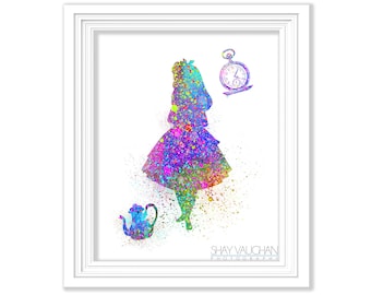 Alice In Wonderland Art Print Watercolor Art Alice In Wonderland Painting Wonderland Nursery Art Home Decor Children's Wall Art Gift(No.152)