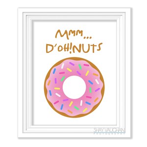 Doughnut Art Print &quot;Mmm...D&#39;OH!nuts&quot; Poster Illustration Pink Sprinkles Doughnout Print Home Decor Wall Art Wall Decor Glicee Gift (No.278)