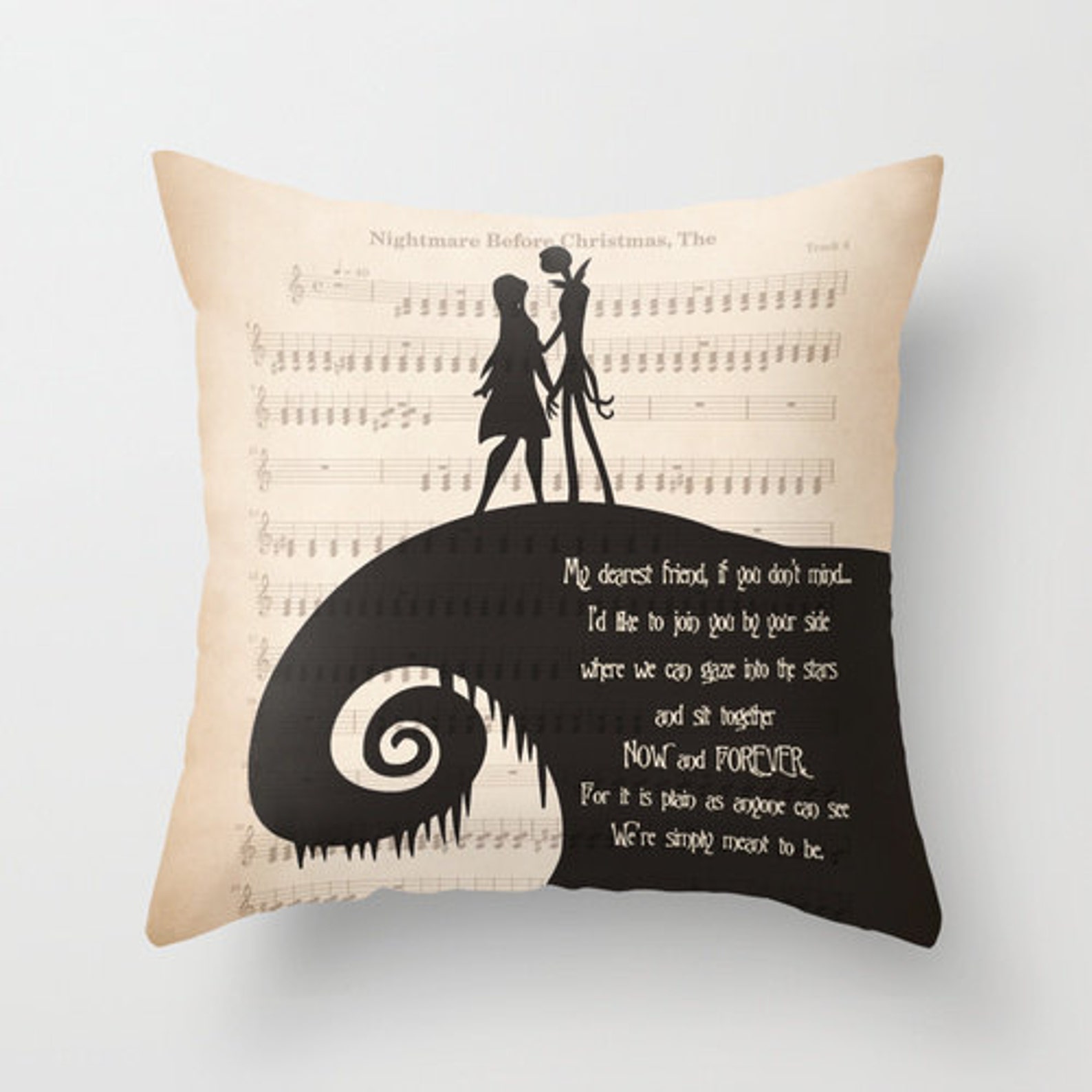 The Nightmare Before Christmas Throw Pillow Jack and Sally  Etsy