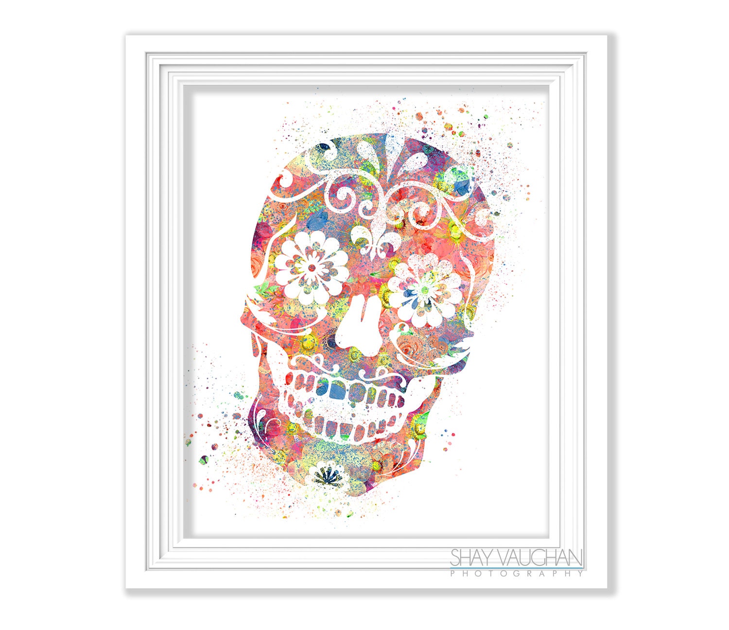 Day of the Dead Sugar Skulls Floral Art Prints A4 Set of 3 Sugar Skull Art Prints Wall Art