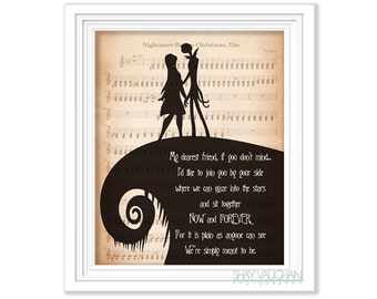 The Nightmare Before Christmas Art Jack and Sally "My dearest friend" Quote Print Wedding Decor Wall Art Poster Fine Art Print Gift (No.254)