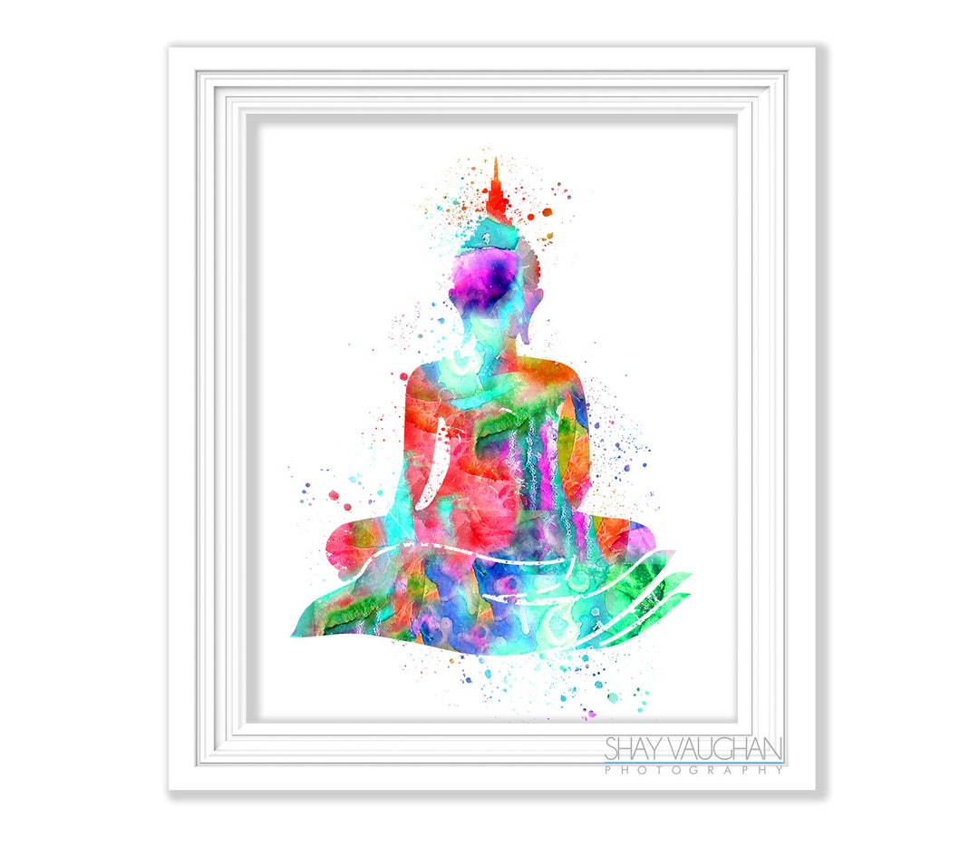 Buddha Art Print Watercolor Painting Yoga Poster Illustration ...