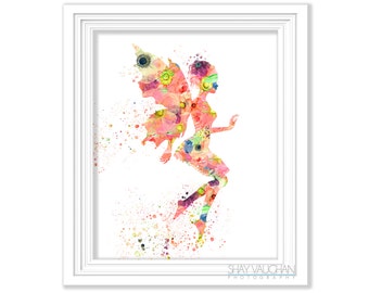 Fairy Art Print Floral Fairy Art Flower Fairy Watercolor Print Nursery Art Nursery Decor Wall Art Home Decor Children's Room Art (No.421)