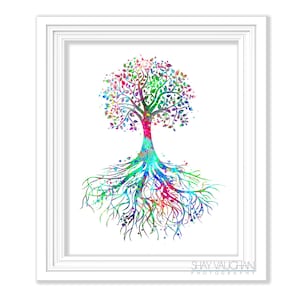 Tree Roots Art Print Watercolor Art Poster Family Tree Family Reunion Tree of Life Wall Art Wall Decor Home Decor Wall Hanging Gift (No 365)