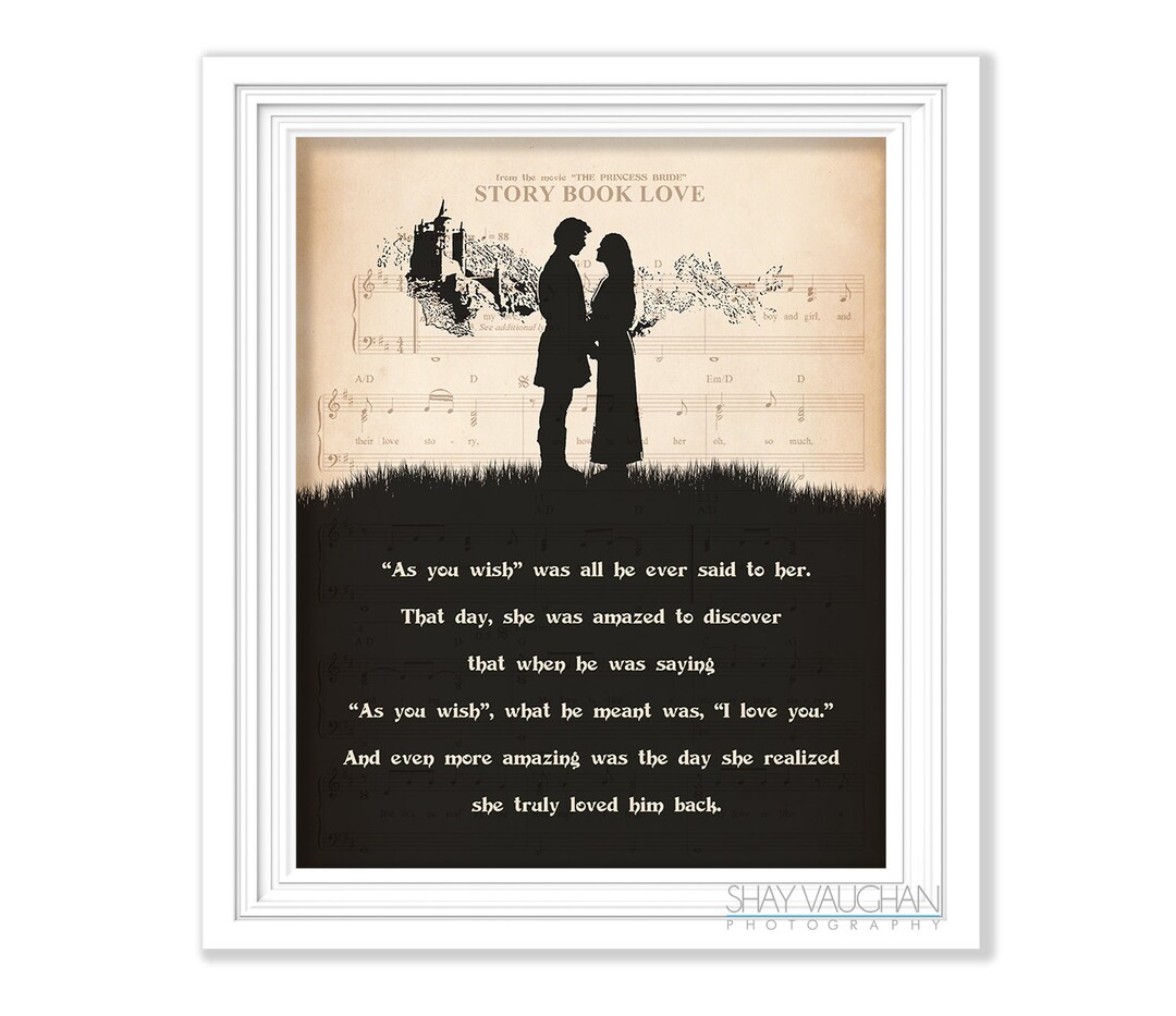 The Princess Bride Art Print Westley and Buttercup as You Wish Quote Print the Princess Bride