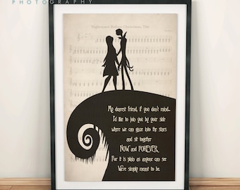 The Nightmare Before Christmas Poster Jack and Sally "My dearest friend" Quote Print Jack and Sally Poster Wedding Decor Wall Art (No.254