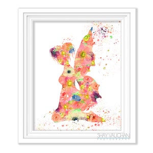 Fairy Art Print Peach Coral Floral Fairy Art Flower Fairy Watercolor Print Nursery Art Wall Art Home Decor Children&#39;s Room Art Gift (No.423)