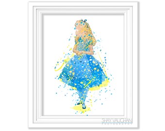 Alice In Wonderland Art Print Minimalist Watercolor Painting Nursery Decor Children's Room Art Wall Art Gift Illustration Poster (No.406)