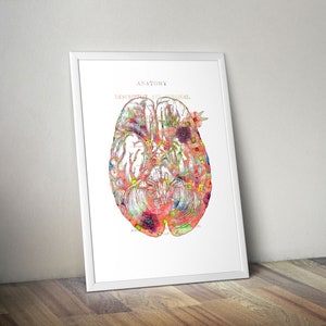 Human Brain Art Anatomy Brain Watercolor Floral Brain Print Anatomical ...