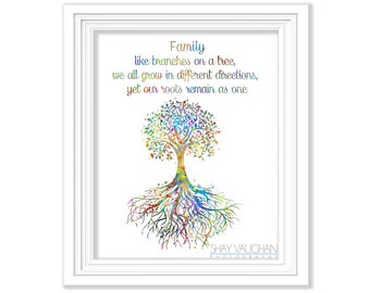 Family Tree Roots Art Print Family Reunion Art Print Like Branches On A Tree Watercolor Art Family Art Print Wall Art Decor Gift (No 192)