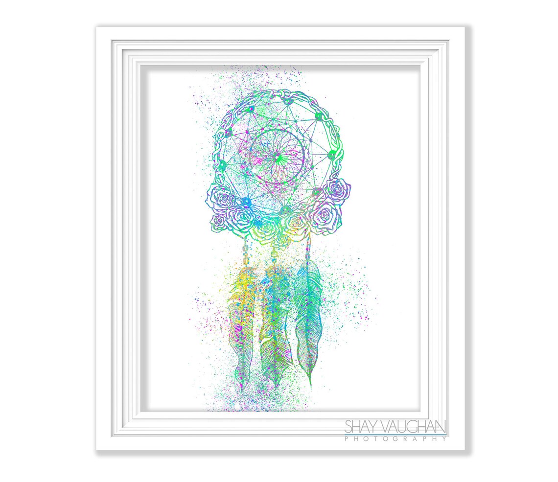 Dream Catcher Art Print Painting Poster Watercolor Illustration Home ...