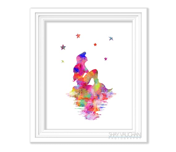 The Little Mermaid Art Print Ariel Watercolor Mermaid Poster Nursery Decor Mermaid Art Children's Room Wall Art Illustration  Gift (No.248)