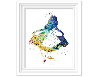 Alice In Wonderland Art Print Watercolor Alice In Wonderland Nursery Decor Home Decor Children's Room Art Wall Art Print Poster No. 493
