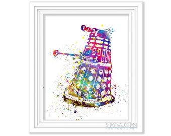 Dalek Art Print Doctor Who Art Doctor Who Dalek Watercolor Dalek Poster Watercolor Painting Wall Art Home Decor Doctor Who Fan Gift (No.357)