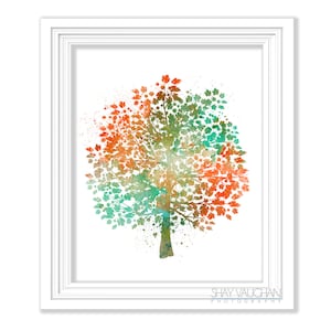 Tree Art Print Watercolor Art Poster Tree Painting Nature Illustration Wall Art Wall Decor Home Decor Office Art Family Reunion Gift (No 243