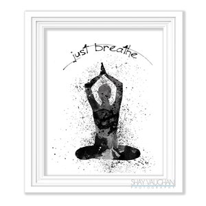Meditation Yoga Art Print Watercolor Painting Yoga Poster Black and White Meditation Relaxation Home Decor Wall Art Wall Decor Gift (No.240)
