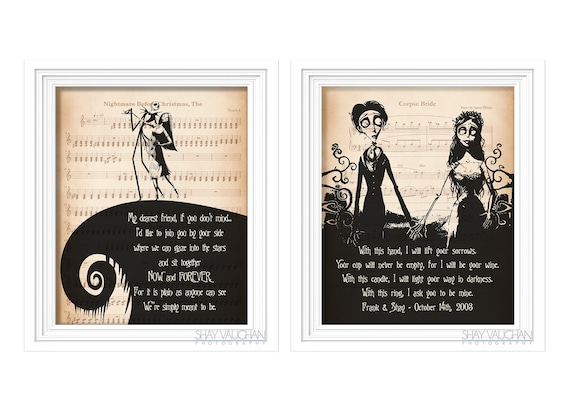 The Nightmare Before Christmas and Corpse Bride Art Print Set