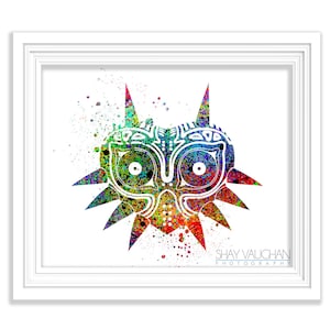 Majora&#39;s Mask Art Print Legend of Zelda Art Poster Watercolor Wall Art Home Decor Wall Decor Gift Nintendo Illustration (No.154)