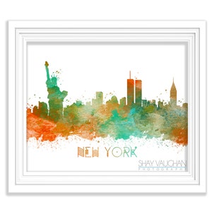New York City Art Print Skyline New York Watercolor Painting New York Poster Illustration New York Cityscape Giclee Wall Art Gift (No.129)